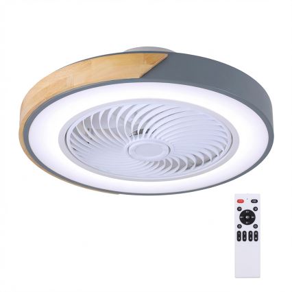 Brilagi - Luminária de teto LED dimerizável com ventilador LED/38W/230V 3000-6500K Ø 50 cm cinza/carvalho + controle remoto