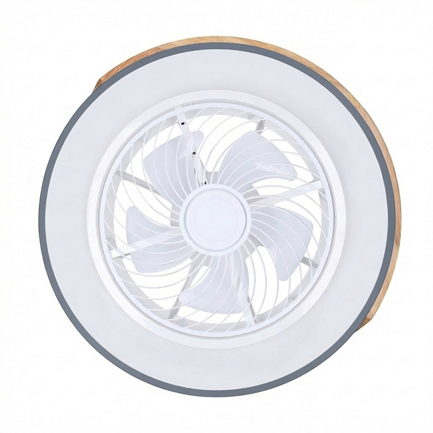 Brilagi - Luminária de teto LED dimerizável com ventilador LED/38W/230V 3000-6500K Ø 50 cm cinza/carvalho + controle remoto