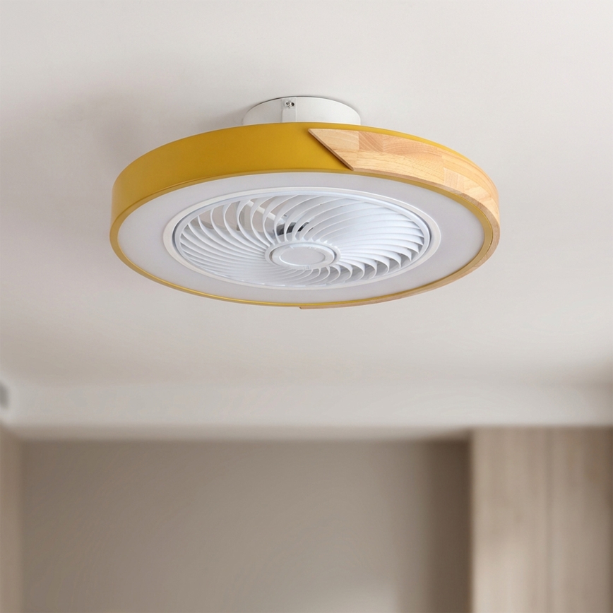 Brilagi - Luz LED dimerizável com ventilador LED/38W/230V 3000-6500K Ø 50 cm dourado/carvalho + controlo remoto