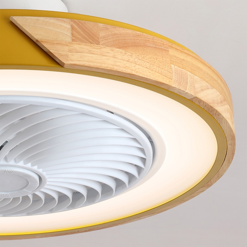 Brilagi - Luz LED dimerizável com ventilador LED/38W/230V 3000-6500K Ø 50 cm dourado/carvalho + controlo remoto