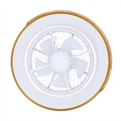 Brilagi - Luz LED dimerizável com ventilador LED/38W/230V 3000-6500K Ø 50 cm dourado/carvalho + controlo remoto