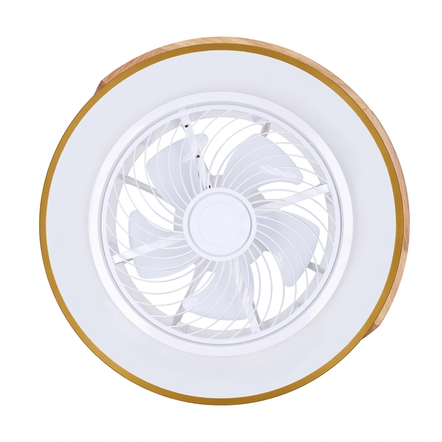 Brilagi - Luminária de teto LED dimável com ventilador LED/38W/230V 3000-6500K Ø 50 cm azul/carvalho + controlo remoto
