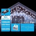 BRILAGI - Luzes de Natal LED para exterior 1000xLED/9W/8 funções 53x0,6m IP44 branco frio