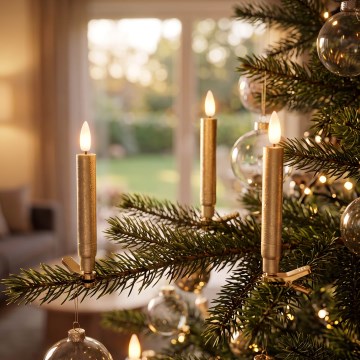 BRILAGI - Luzes LED para árvore de Natal 10xLED/10xAAA douradas + comando remoto