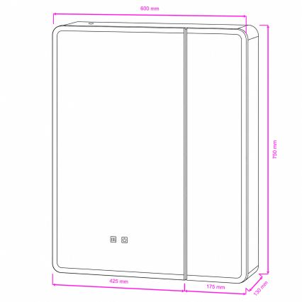 BRILAGI - Móvel de casa de banho espelhado com iluminação LED BRONTE DOUBLE 60x75 cm