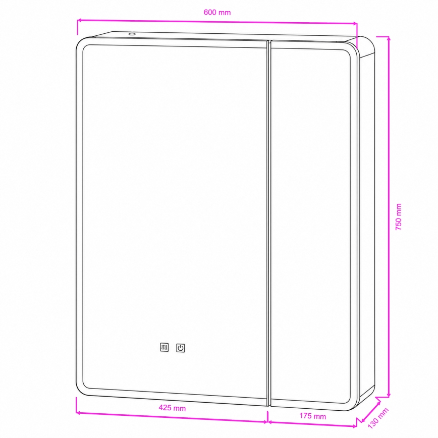 BRILAGI - Móvel de casa de banho espelhado com iluminação LED BRONTE DOUBLE 60x75 cm