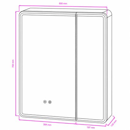BRILAGI - Móvel de casa de banho espelhado com iluminação LED NOTO DOUBLE 60x70 cm