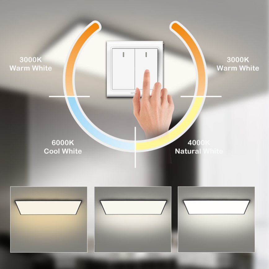 Brilagi - Luminária de teto LED SLIMFRAME LED/80W/230V 120x60 cm 3000/4000/6000K preta