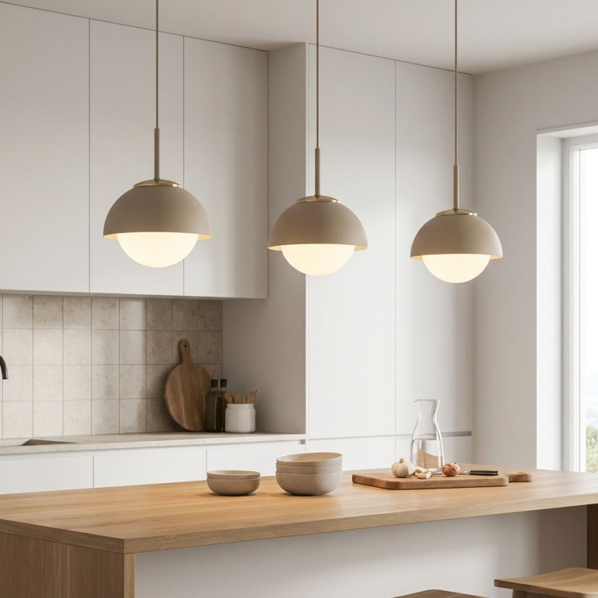 Brilagi - Pendente com cabo 1xE27/60W/230V Ø 18 cm bege/dourado