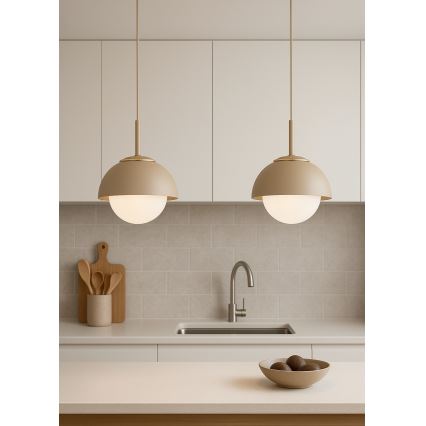 Brilagi - Pendente com cabo 1xE27/60W/230V Ø 18 cm bege/dourado