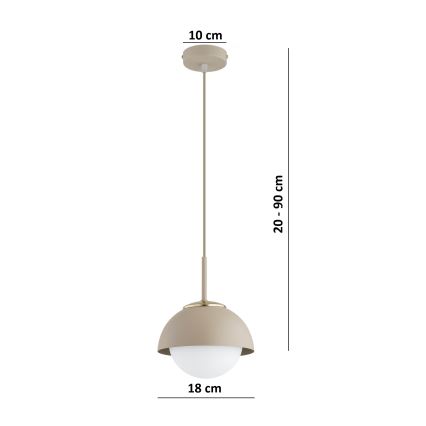 Brilagi - Pendente com cabo 1xE27/60W/230V Ø 18 cm bege/dourado