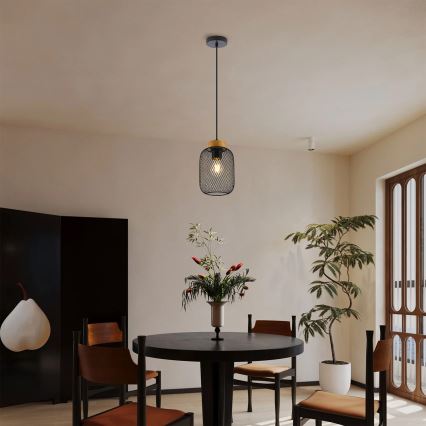 Brilagi - Pendente com cabo BASKLITE 1xE27/15W/230V madeira/preto