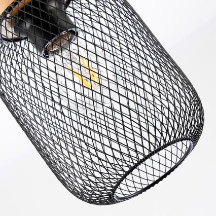 Brilagi - Pendente em cabo BASKLITE 1xE27/15W/230V madeira de seringueira/preto