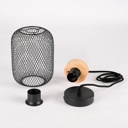 Brilagi - Pendente em cabo BASKLITE 1xE27/15W/230V madeira de seringueira/preto