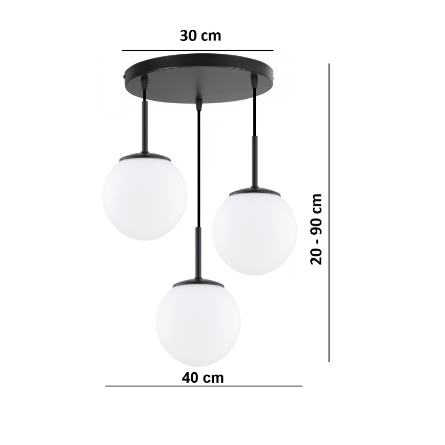 Brilagi - Pendente em cabo MILO 3xE27/60W/230V preto