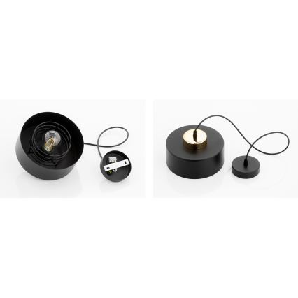 Brilagi - Pendente em cabo SPRING 1xE27/60W/230V diâmetro 20 cm preto/dourado