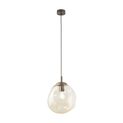 Brilagi - Lustre pendente com cabo VULCANO 1xE27/15W/230V Ø 25 cm bronze/bege fumê