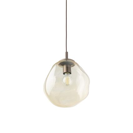 Brilagi - Lustre pendente com cabo VULCANO 1xE27/15W/230V Ø 25 cm bronze/bege fumê