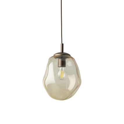 Brilagi - Lustre pendente com cabo VULCANO 1xE27/15W/230V Ø 25 cm bronze/bege fumê