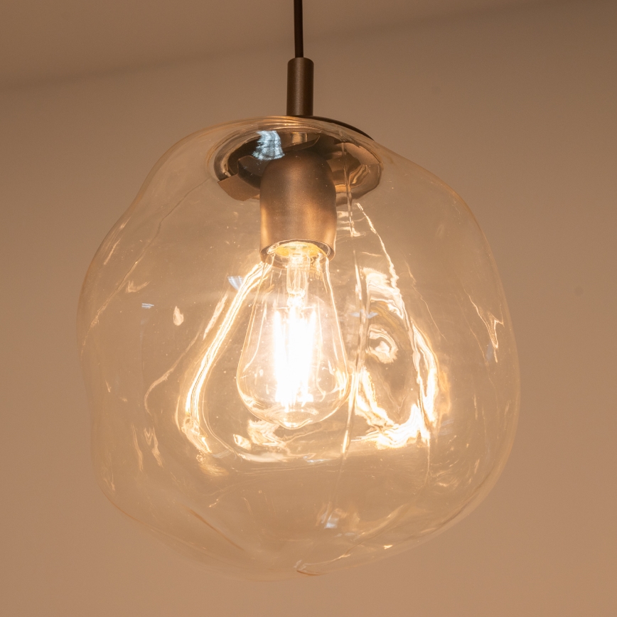 BRILAGI - Lustre pendente com cabo VULCANO 1xE27/15W/230V Ø 25 cm bronze/bege fumê