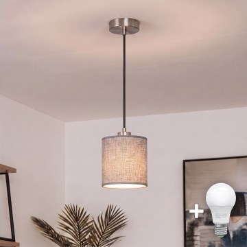 Brilagi - Pendente LED com cabo NUBILA 1xE27/60W/230V Ø 14 cm preto/cinzento