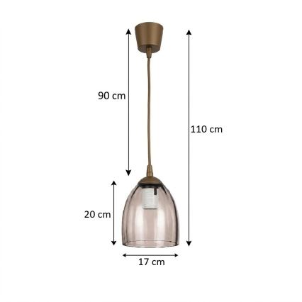 BRILAGI - Lustre LED suspenso por cabo RETRO GLASS 1xE27/60W/230V ø 17 cm castanho/bege fumado