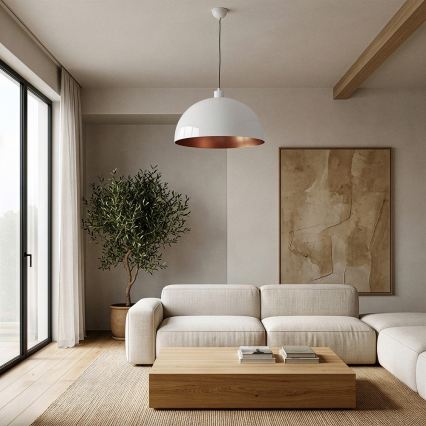 Brilagi - Pendente LED em cabo METALO 1xE27/40W/230V Ø 40 cm branco/cobre