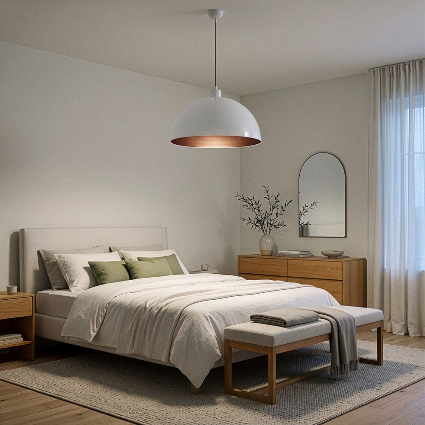 Brilagi - Pendente LED em cabo METALO 1xE27/40W/230V Ø 40 cm branco/cobre