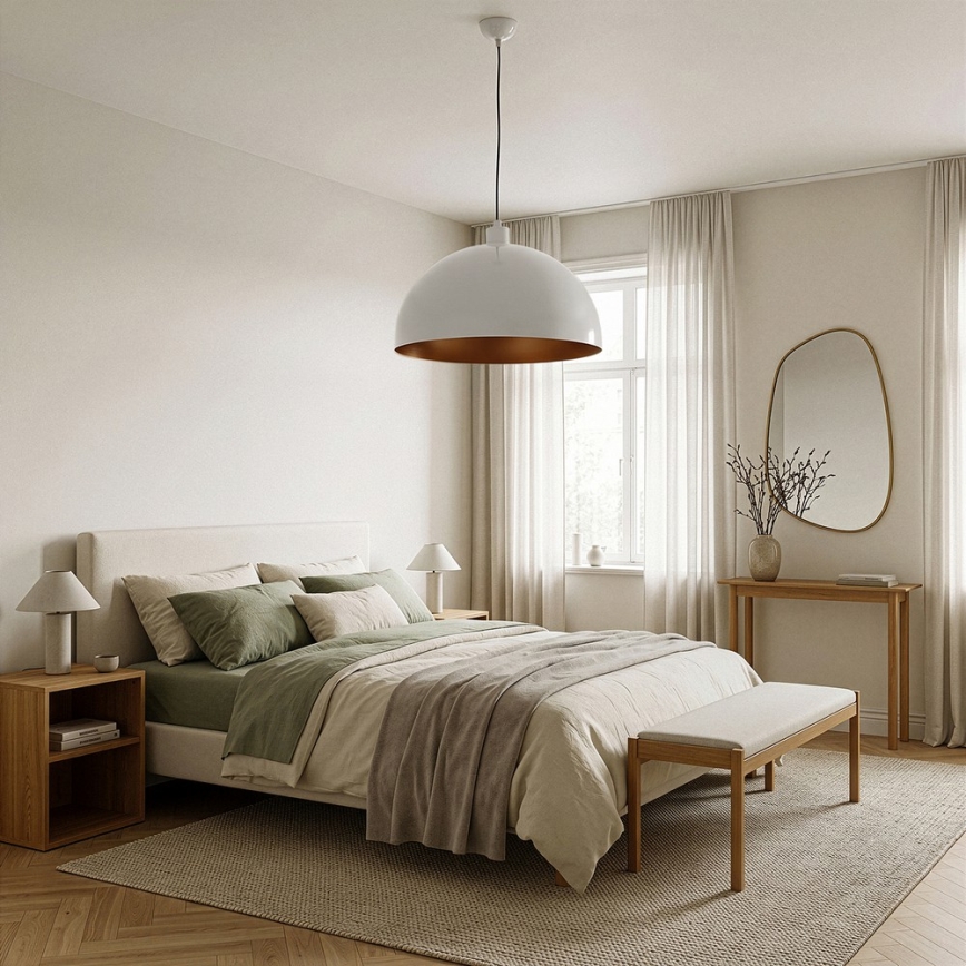 Brilagi - Pendente LED em cabo METALO 1xE27/40W/230V Ø 40 cm branco/cobre
