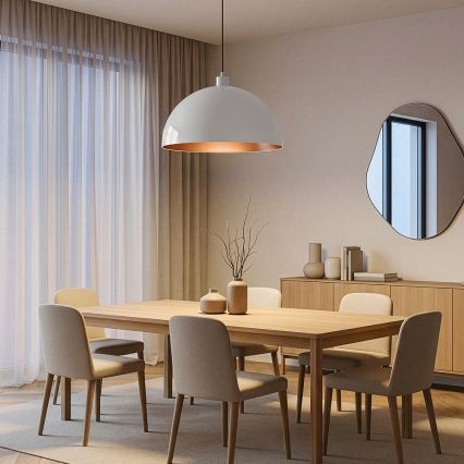 Brilagi - Pendente LED em cabo METALO 1xE27/40W/230V Ø 40 cm branco/cobre