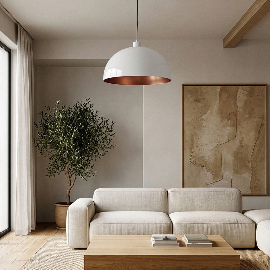 Brilagi - Pendente LED em cabo METALO 1xE27/40W/230V Ø 40 cm branco/cobre