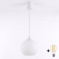 Brilagi - Pendente LED em cabo RETRO GLASS 1x E27/60W/230V diâmetro 15 cm branco