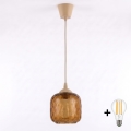 Brilagi - Pendente LED em cabo RETRO GLASS 1xE27/60W/230V Ø 14 cm bege/castanho fumado