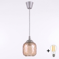Brilagi - Pendente LED em cabo RETRO GLASS 1xE27/60W/230V Ø 14 cm prata/marrom fumê
