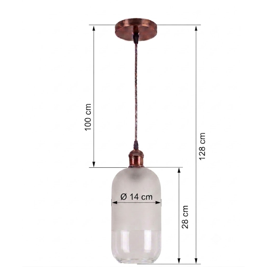 BRILAGI - Pendente LED em cabo RETRO GLASS 1xE27/60W/230V Ø14 cm cobre/branco