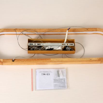 Brilagi - Pendente LED em cabo UMEA WOOD LED/30W/230V 70x20 cm madeira de seringueira