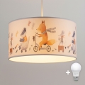 Brilagi - Pendente LED infantil BOBO, 1xE27/10W/230V, Ø35 cm, branco com motivo de animais