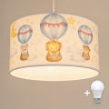 Brilagi - Pendente LED infantil BOBO 1xE27/60W/230V diâmetro 35 cm branco/com motivos de animais