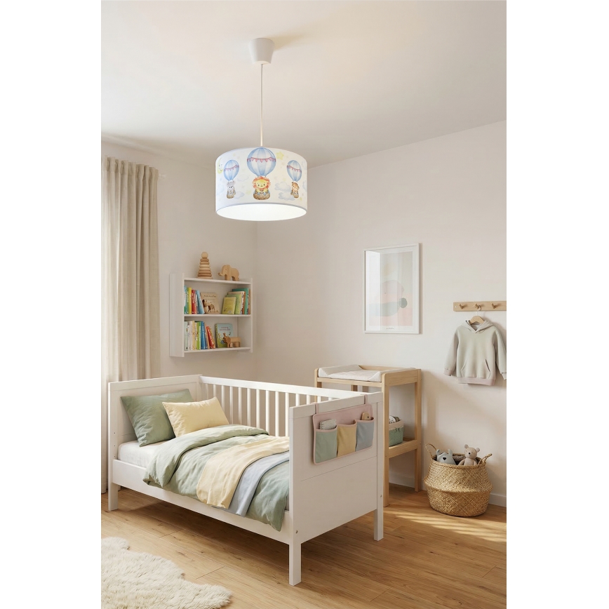 Brilagi - Pendente LED infantil BOBO 1xE27/60W/230V diâmetro 35 cm branco/com motivos de animais