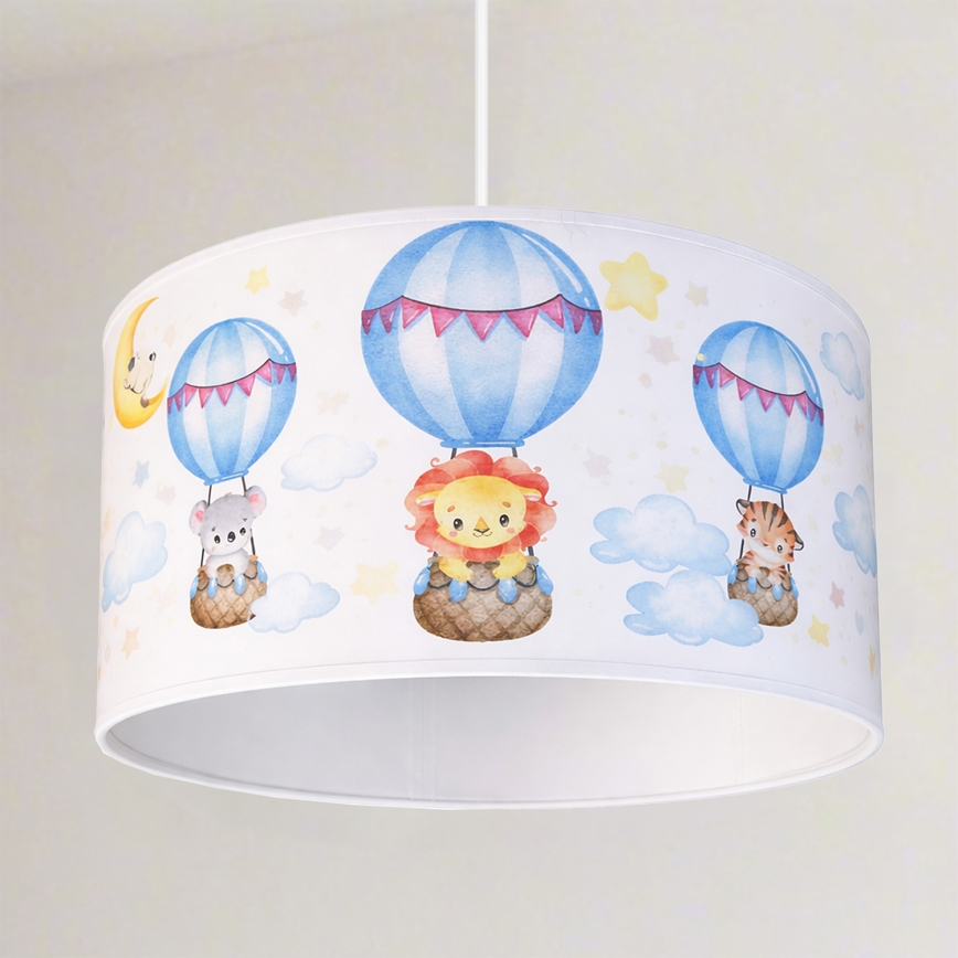 Brilagi - Pendente LED infantil BOBO 1xE27/60W/230V diâmetro 35 cm branco/com motivos de animais