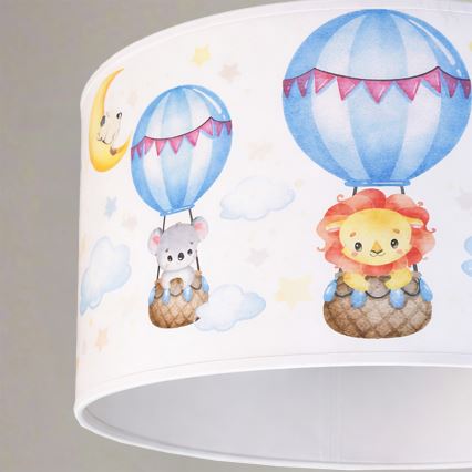Brilagi - Pendente LED infantil BOBO 1xE27/60W/230V diâmetro 35 cm branco/com motivos de animais