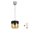 Brilagi - Pendente LED RETRO GLASS com cabo 1xE27/60W/230V Ø 14 cm prateado/bege fumê/preto