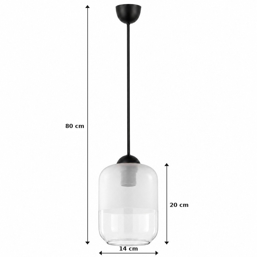BRILAGI - Pendente LED suspenso por cabo RETRO GLASS 1xE27/60W/230V Ø 14 cm preto/branco