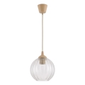 Brilagi - Pendente LED suspenso por cabo RETRO GLASS 1xE27/60W/230V Ø 18 cm bege/transparente