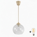 Brilagi - Pendente LED suspenso por cabo RETRO GLASS 1xE27/60W/230V Ø 25 cm bege/transparente