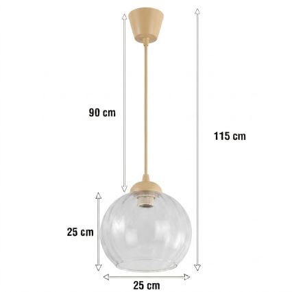 Brilagi - Pendente LED suspenso por cabo RETRO GLASS 1xE27/60W/230V Ø 25 cm bege/transparente