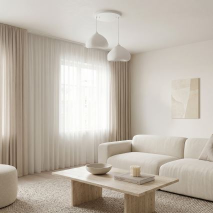 Brilagi - Pendente suspenso por cabo WABI SABI, 2xE27/40W/230V, Ø 45 cm, branco