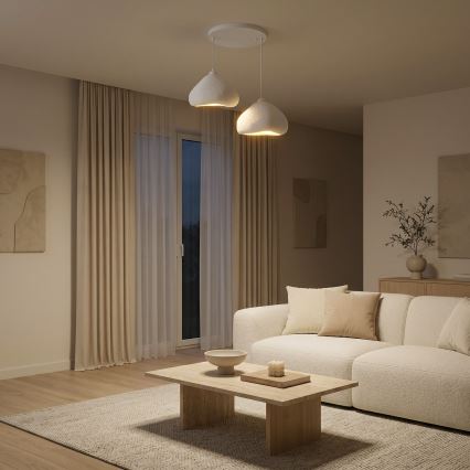 Brilagi - Pendente suspenso por cabo WABI SABI, 2xE27/40W/230V, Ø 45 cm, branco