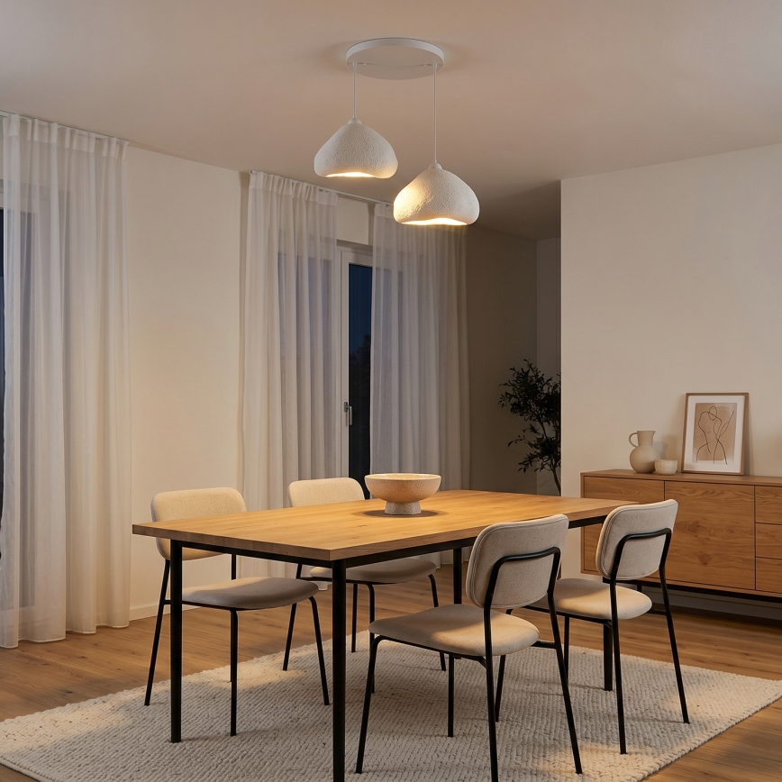 Brilagi - Pendente suspenso por cabo WABI SABI, 2xE27/40W/230V, Ø 45 cm, branco