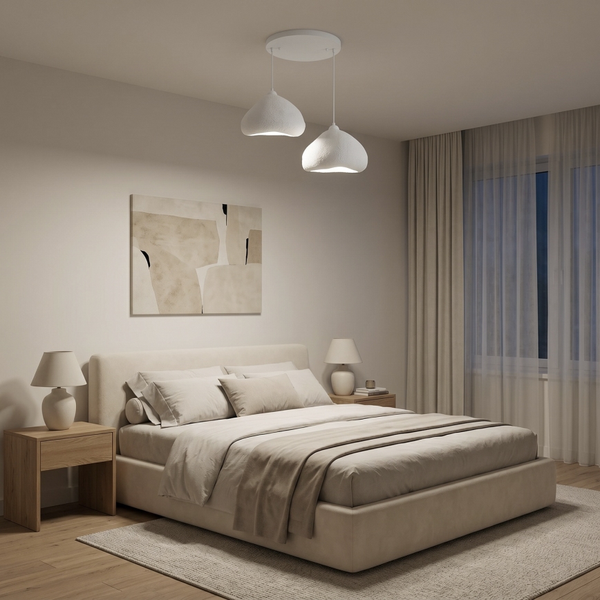 Brilagi - Pendente suspenso por cabo WABI SABI, 2xE27/40W/230V, Ø 45 cm, branco